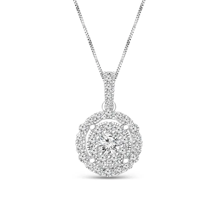 Goldia Necklaces 075 CT TW Natural Diamond Double Frame Pendant in 10K White Gold Goldia Necklaces 075 CT TW Natural Diamond Double Frame Pendant in 10K White Gold