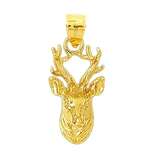 Goldia Necklaces 14K Gold Deer Stag Head Pendant
