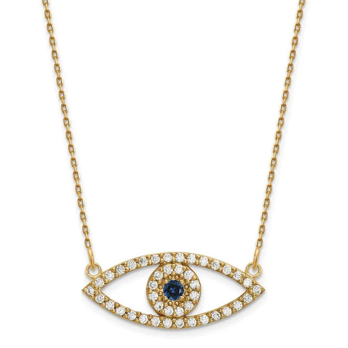 Goldia Necklaces 14k Medium Necklace Diamond and Sapphire Evil Eye