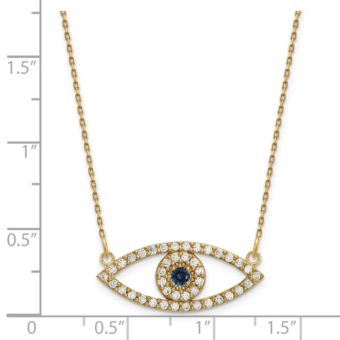 Goldia Necklaces 14k Medium Necklace Diamond and Sapphire Evil Eye