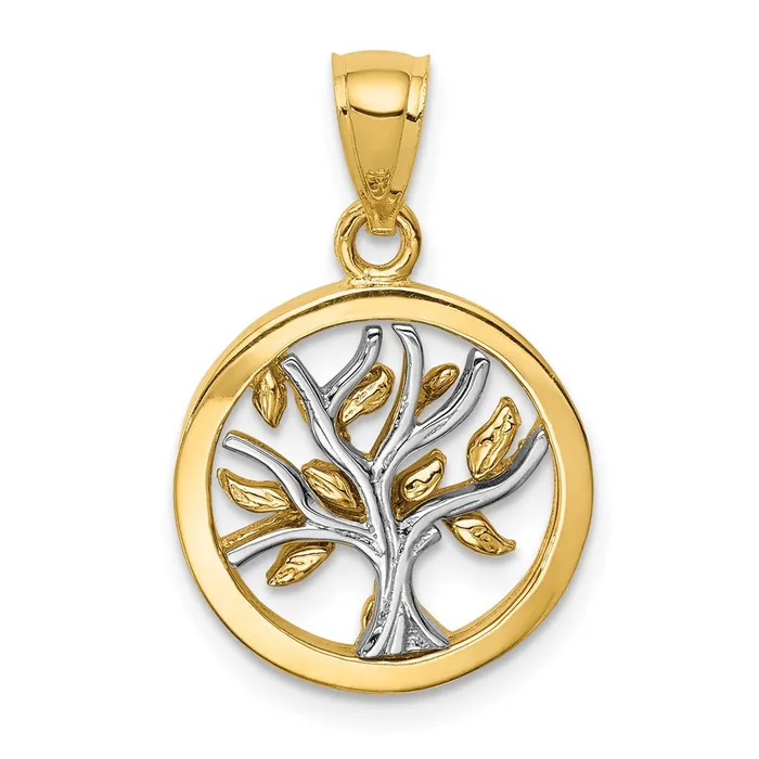 Goldia Necklaces 14k Twotone Gold Polished Tree of Life Pendant