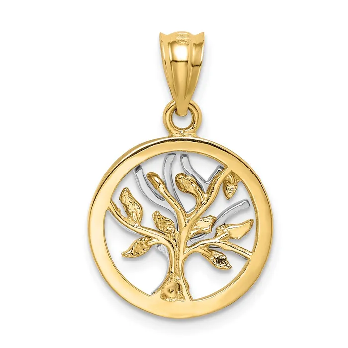 Goldia Necklaces 14k Twotone Gold Polished Tree of Life Pendant