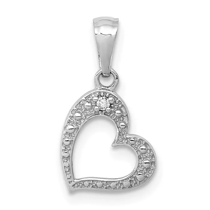 Goldia Necklaces 14k White Gold 01ct Real Diamond Heart Pendant