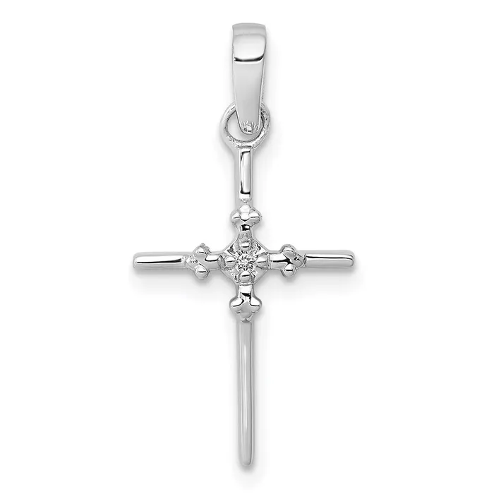 Goldia Necklaces 14k White Gold 01ct Real Diamond Polished Budded Cross Pendant Goldia Necklaces 14k White Gold 01ct Real Diamond Polished Budded Cross Pendant