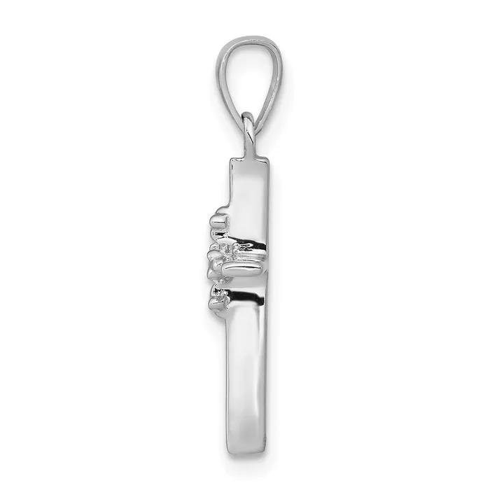 Goldia Necklaces 14k White Gold 01ct Real Diamond Polished Budded Cross Pendant