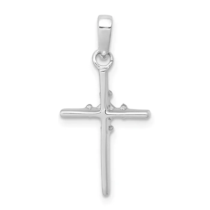 Goldia Necklaces 14k White Gold 01ct Real Diamond Polished Budded Cross Pendant