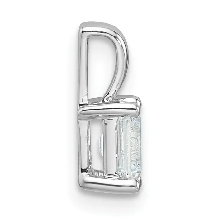 Goldia Necklaces 14k White Gold 12 Ct Lab Grown Diamond VSSI G Emerald Four Prong Pendant