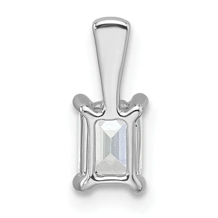 Goldia Necklaces 14k White Gold 12 Ct Lab Grown Diamond VSSI G Emerald Four Prong Pendant