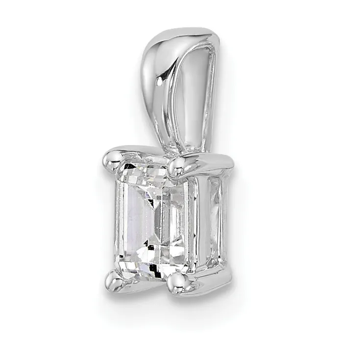 Goldia Necklaces 14k White Gold 12 Ct Lab Grown Diamond VSSI G Emerald Four Prong Pendant