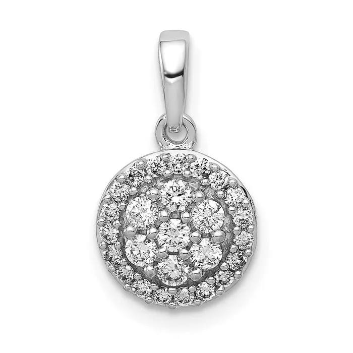 Goldia Necklaces 14k White Gold 14ct Real Diamond Round Halo Cluster Pendant Goldia Necklaces 14k White Gold 14ct Real Diamond Round Halo Cluster Pendant