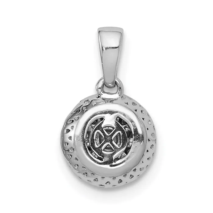 Goldia Necklaces 14k White Gold 14ct Real Diamond Round Halo Cluster Pendant