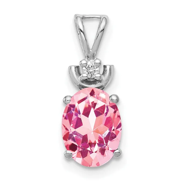 Goldia Necklaces 14k White Gold 8x6mm Oval Pink Tourmaline VS Diamond Pendant Goldia Necklaces 14k White Gold 8x6mm Oval Pink Tourmaline VS Diamond Pendant