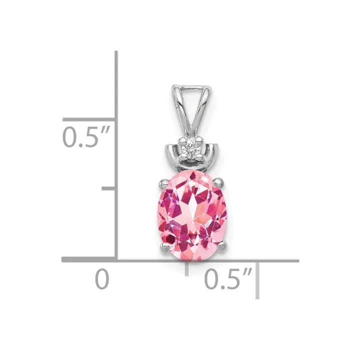 Goldia Necklaces 14k White Gold 8x6mm Oval Pink Tourmaline VS Diamond Pendant
