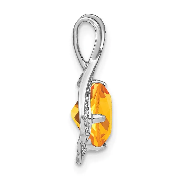 Goldia Necklaces 14k White Gold Citrine and Real Diamond Pendant
