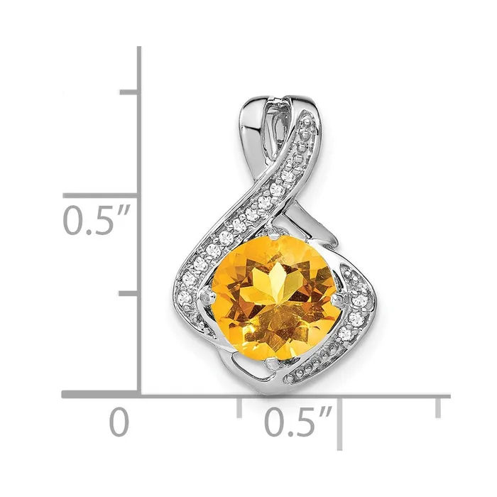 Goldia Necklaces 14k White Gold Citrine and Real Diamond Pendant