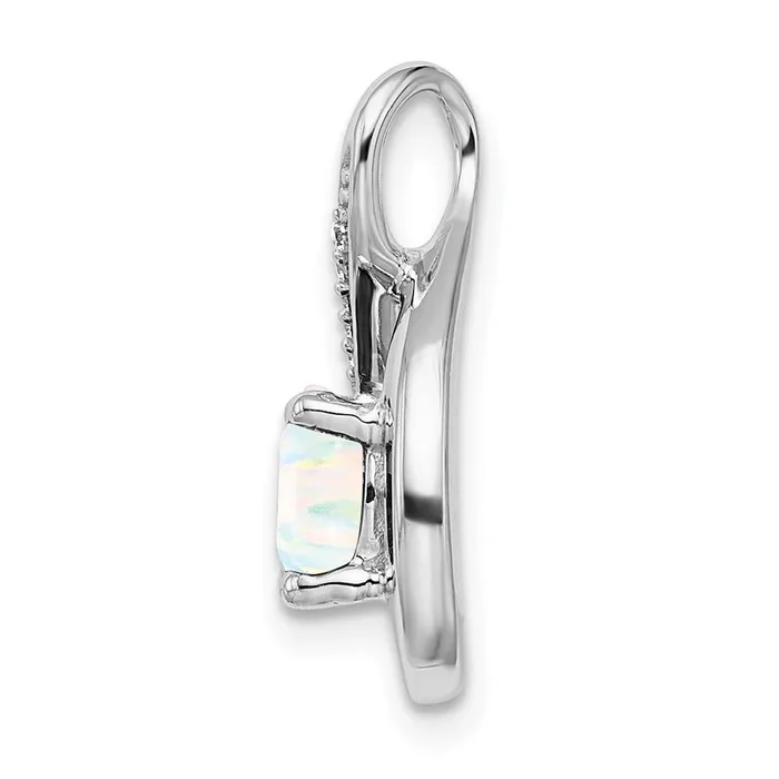 Goldia Necklaces 14k White Gold Created Opal and Real Diamond Pendant