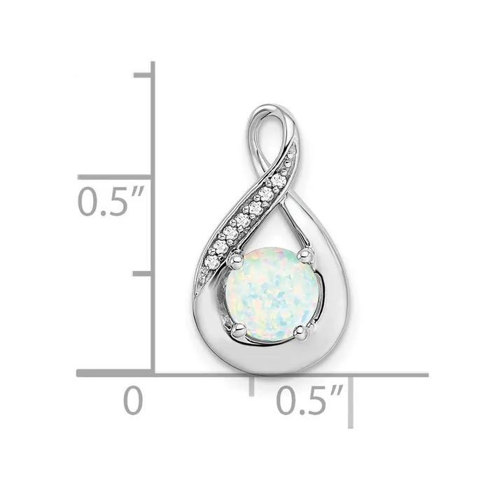 Goldia Necklaces 14k White Gold Created Opal and Real Diamond Pendant