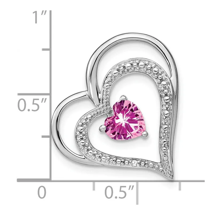 Goldia Necklaces 14k White Gold Created Pink SapphireReal Diamond MOM Heart Pendant