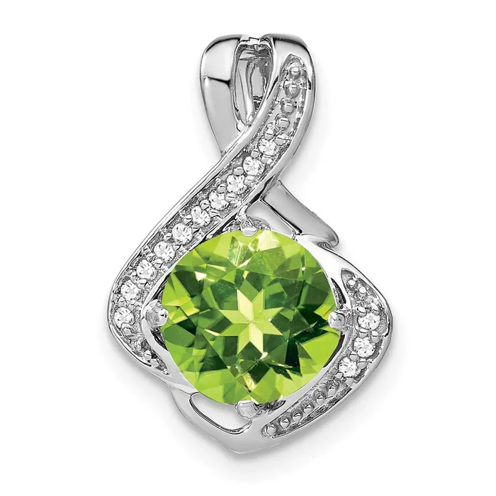 Goldia Necklaces 14k White Gold Peridot and Real Diamond Pendant