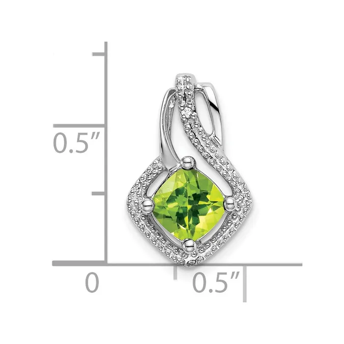 Goldia Necklaces 14k White Gold Peridot and Real Diamond Pendant