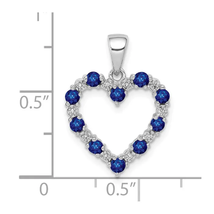 Goldia Necklaces 14K White Gold Real Diamond and Sapphire Heart Pendant