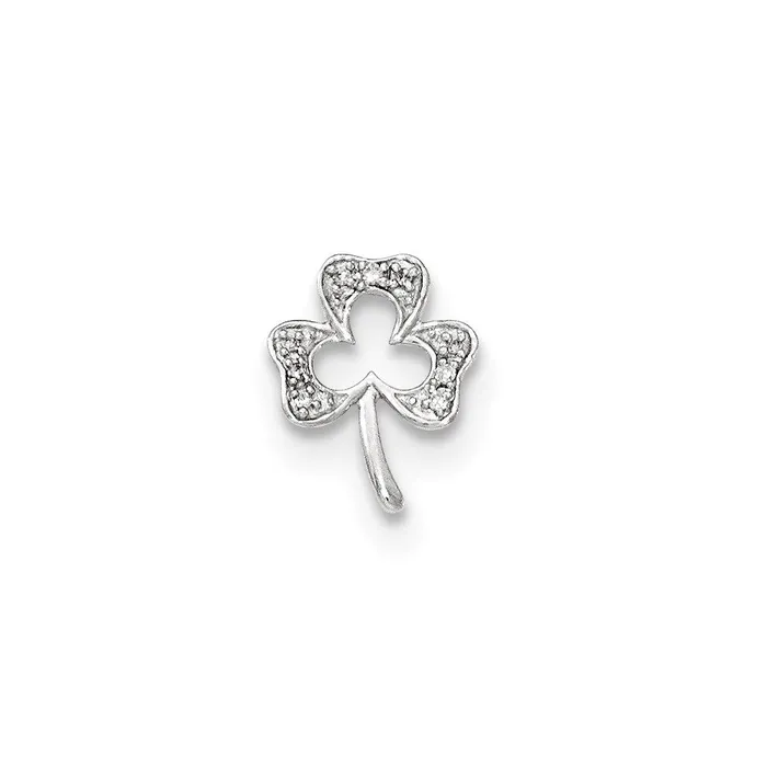 Goldia Necklaces 14k White Gold Real Diamond Clover Chain Slide