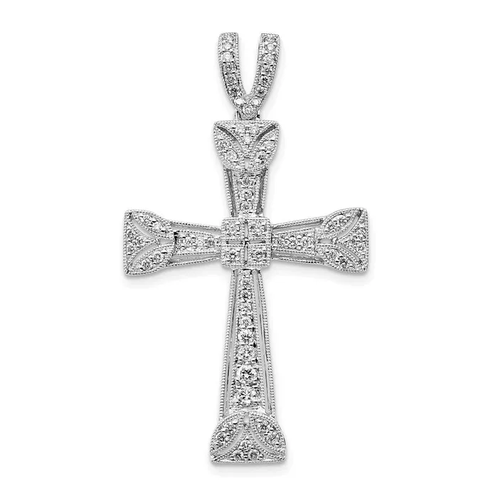 Goldia Necklaces 14k White Gold Real Diamond Filigree Cross Pendant