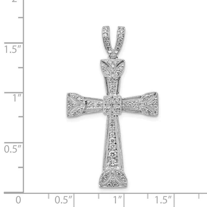 Goldia Necklaces 14k White Gold Real Diamond Filigree Cross Pendant