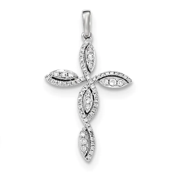 Goldia Necklaces 14k White Gold Real Diamond Twisted Cross Pendant