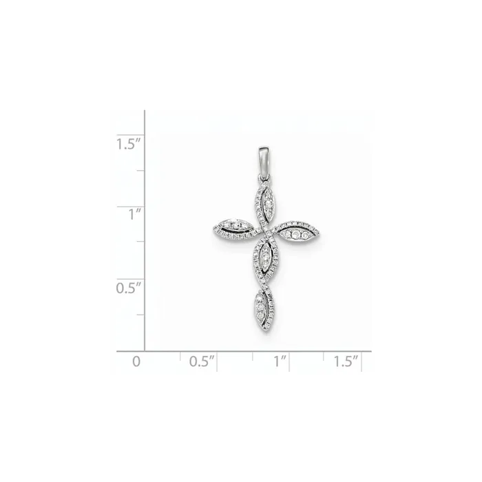 Goldia Necklaces 14k White Gold Real Diamond Twisted Cross Pendant