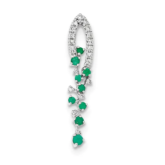 Goldia Necklaces 14k White Gold Real Diamond u0026 Emerald Pendant
