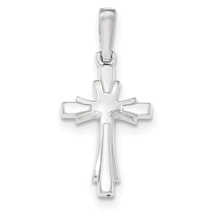 Goldia Necklaces 14k White GoldW Polished and Brushed Cross Pendant