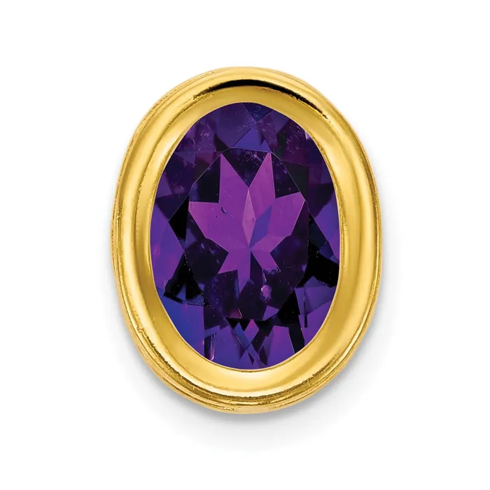 Goldia Necklaces 14K Yellow Gold 7x5mm Oval Amethyst Checker bezel pendant