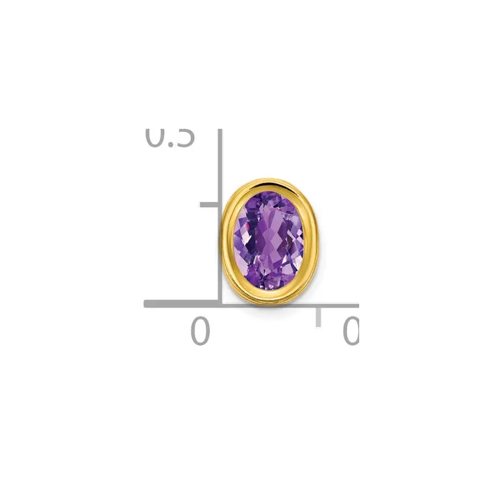 Goldia Necklaces 14K Yellow Gold 7x5mm Oval Amethyst Checker bezel pendant