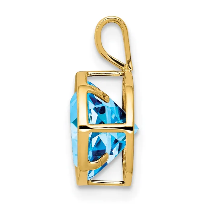 Goldia Necklaces 14K Yellow Gold 8mm Blue Topaz bezel pendant