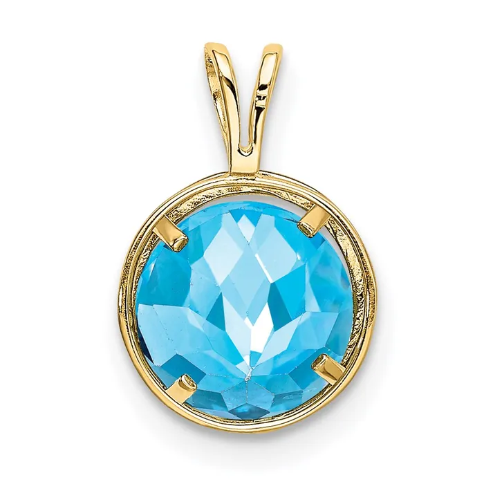 Goldia Necklaces 14K Yellow Gold 8mm Blue Topaz bezel pendant