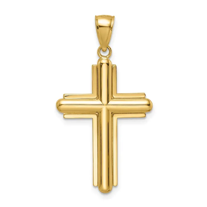 Goldia Necklaces 14k Yellow Gold Beveled Cross Pendant