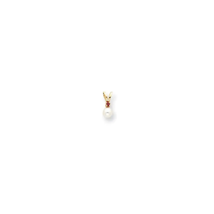 Goldia Necklaces 14k Yellow Gold Diamond 4mm White Cultured Pearl u0026 Ruby Pendant Goldia Necklaces 14k Yellow Gold Diamond 4mm White Cultured Pearl u0026 Ruby Pendant