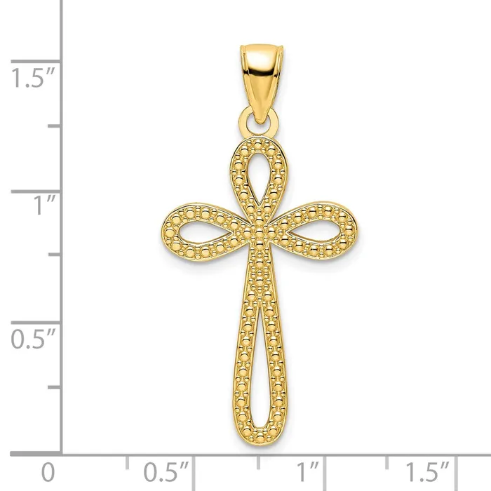 Goldia Necklaces 14k Yellow Gold Polished Beaded Cross Pendant