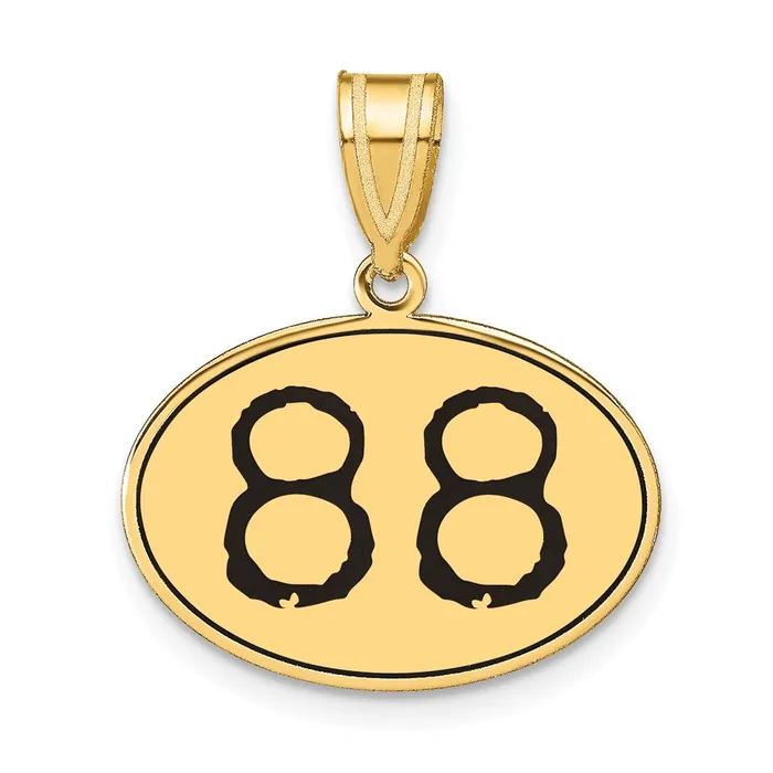 Goldia Necklaces 14k Yellow Gold Polished Number 88 Black Enamel Oval Pendant Goldia Necklaces 14k Yellow Gold Polished Number 88 Black Enamel Oval Pendant