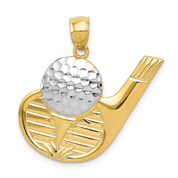 Goldia Necklaces 14k Yellow Rhodium Gold and Rhodium Golf Pendant