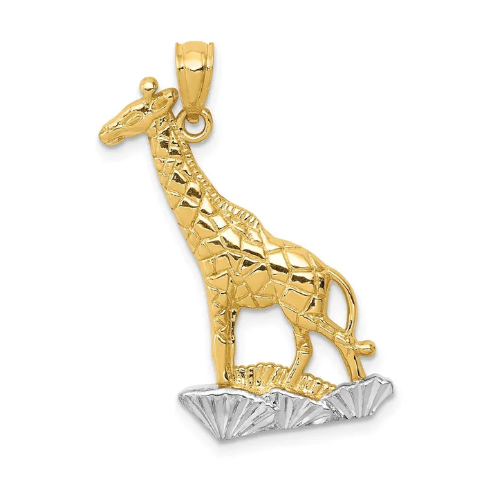 Goldia Necklaces 14k Yellow Rhodium Gold wRhodium Diamondcut Polished Giraffe Pendant Goldia Necklaces 14k Yellow Rhodium Gold wRhodium Diamondcut Polished Giraffe Pendant