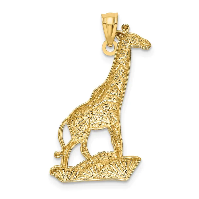 Goldia Necklaces 14k Yellow Rhodium Gold wRhodium Diamondcut Polished Giraffe Pendant