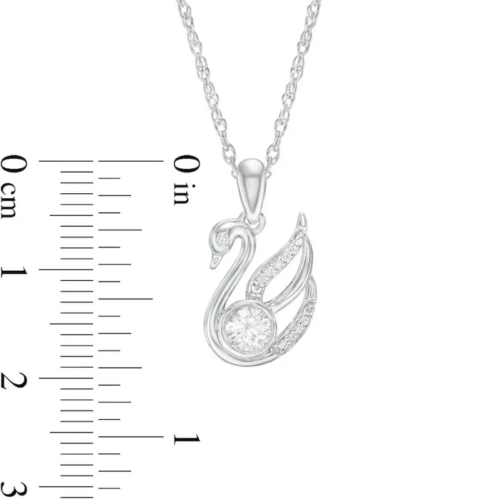 Goldia Necklaces 40mm LabCreated White Sapphire and Diamond Accent Swan Pendant in Sterling Silver Goldia Necklaces 40mm LabCreated White Sapphire and Diamond Accent Swan Pendant in Sterling Silver