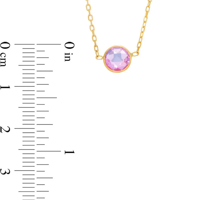 Goldia Necklaces 60mm LabCreated Pink Sapphire Solitaire Necklace in 10K Yellow Gold 17 Goldia Necklaces 60mm LabCreated Pink Sapphire Solitaire Necklace in 10K Yellow Gold 17