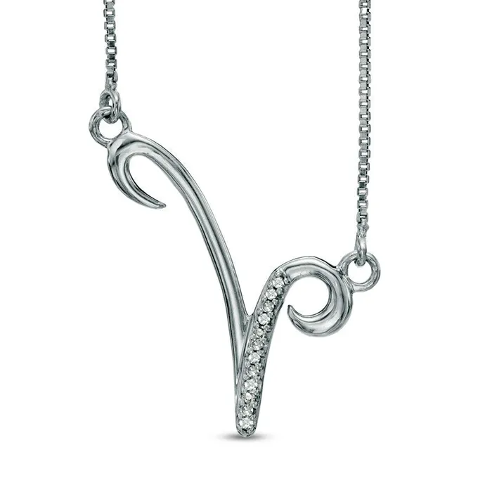 Goldia Necklaces Natural Diamond Accent Abstract Aries Zodiac Sign Necklace in Sterling Silver Goldia Necklaces Natural Diamond Accent Abstract Aries Zodiac Sign Necklace in Sterling Silver