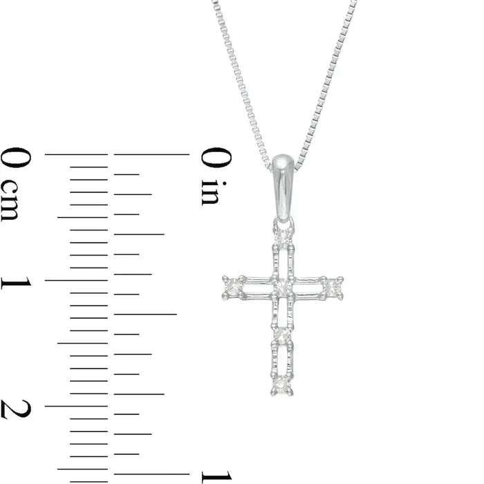 Goldia Necklaces Natural Diamond Accent Bamboo Cross Pendant in 10K White Gold Goldia Necklaces Natural Diamond Accent Bamboo Cross Pendant in 10K White Gold