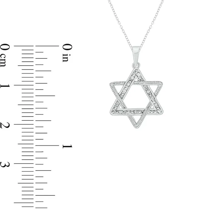 Goldia Necklaces Natural Diamond Accent Star of David Antique VintageStyle Pendant in Sterling Silver Goldia Necklaces Natural Diamond Accent Star of David Antique VintageStyle Pendant in Sterling Silver