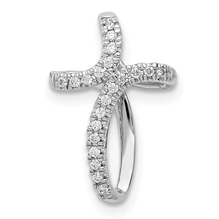 Goldia Necklaces Solid 14k White Gold 115ct Simulated CZ Cross Pendant