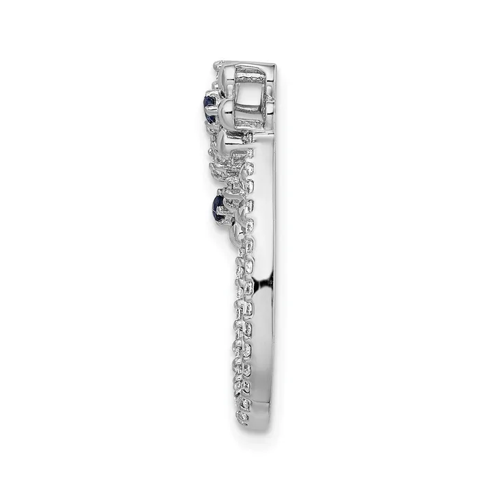 Goldia Necklaces Solid 14k White Gold Simulated CZ and Sapphire Flower Chain Slide